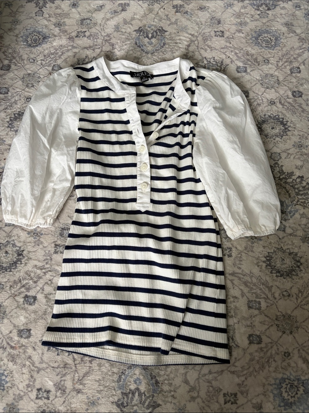 J. Crew Navy and White Striped Ribbed Top